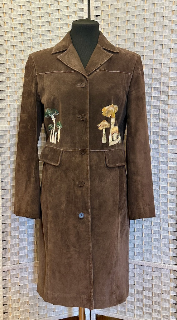 "MUSHROOM SEASON" HAND PAINTED SUEDE COAT LM34
