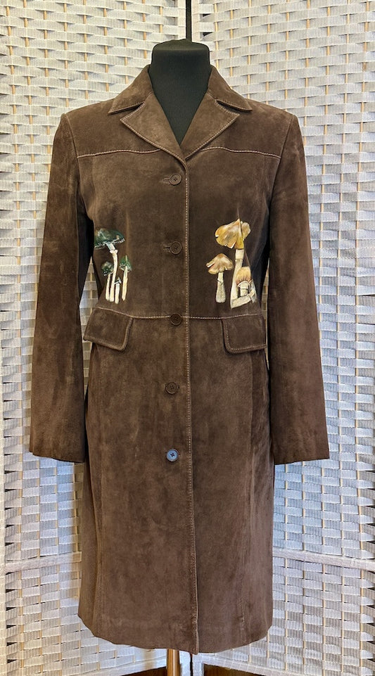 "MUSHROOM SEASON" HAND PAINTED SUEDE COAT LM34