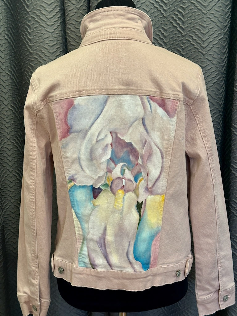 O'KEEFE'S IRIS HAND PAINTED BLUSH DENIM JACKET LM43