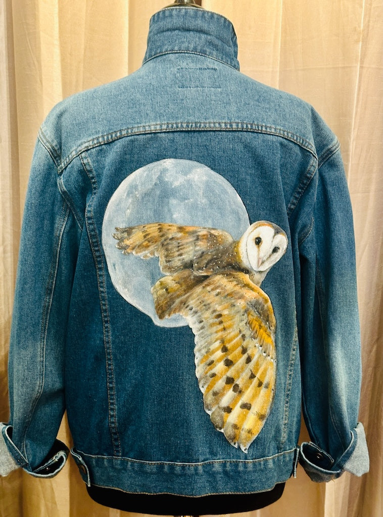 "HUNTER'S MOON" HAND PAINTED DENIM JACKET LM45