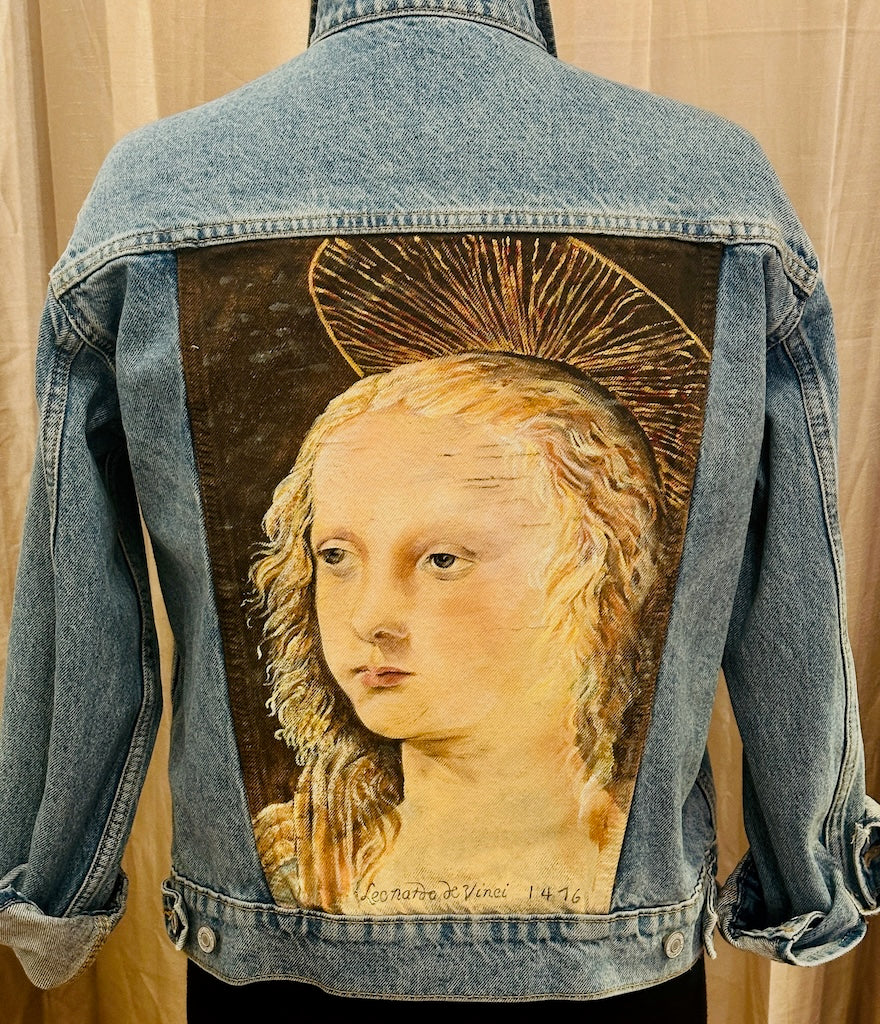 "LEONARDO'S MARY 1476" HAND PAINTED DENIM JACKET LM47