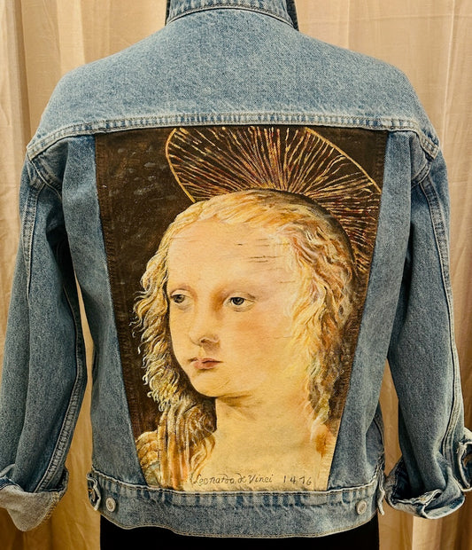 "LEONARDO'S MARY 1476" HAND PAINTED DENIM JACKET LM47