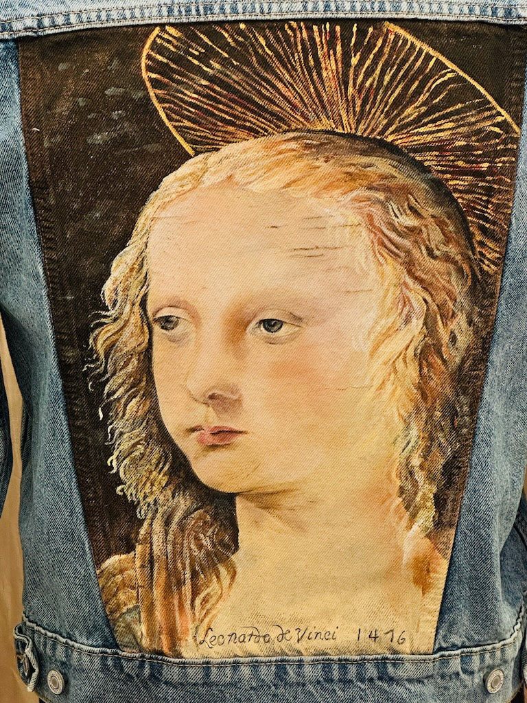 "LEONARDO'S MARY 1476" HAND PAINTED DENIM JACKET LM47