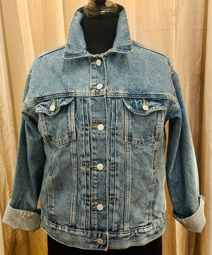 "LEONARDO'S MARY 1476" HAND PAINTED DENIM JACKET LM47