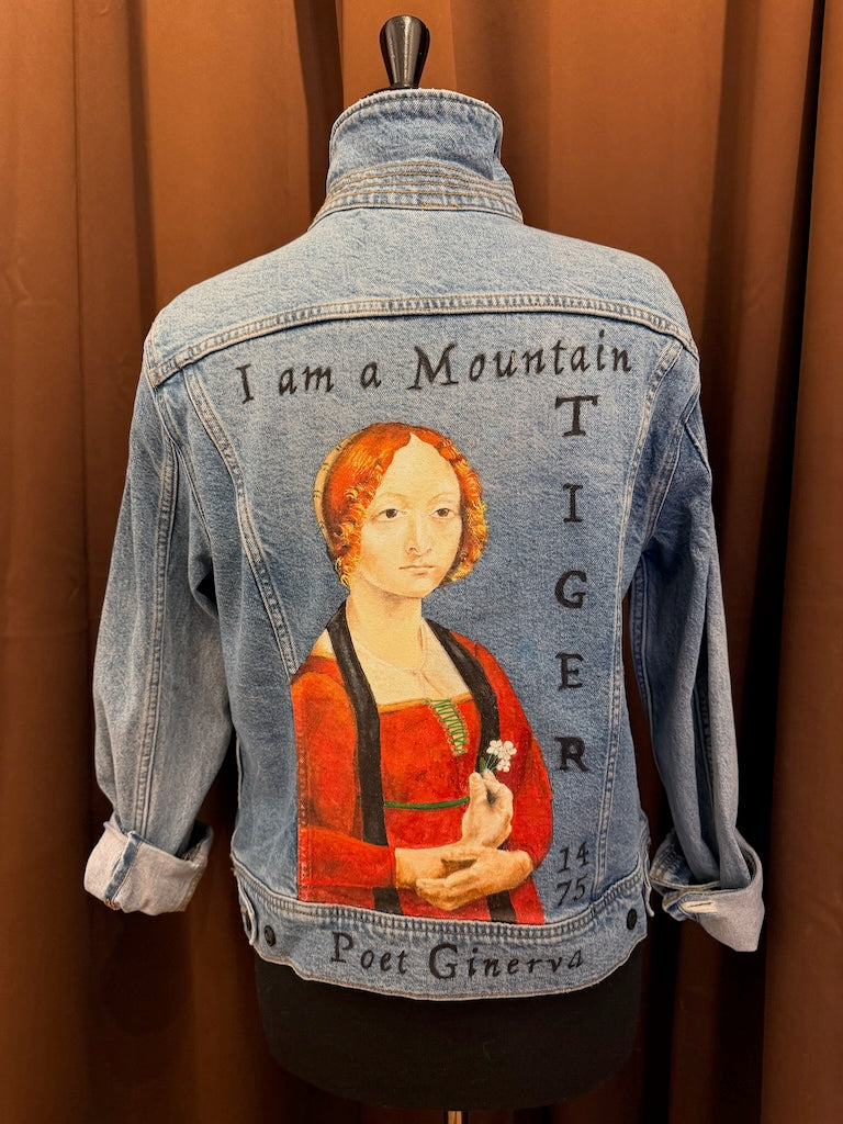 "DIVINCI PORTRAIT OF GINERVA 1475" HAND PAINTED DENIM JACKET LM52