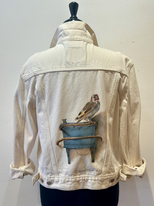 "GOLD FINCH II" HAND PAINTED JEAN JACKET FM21