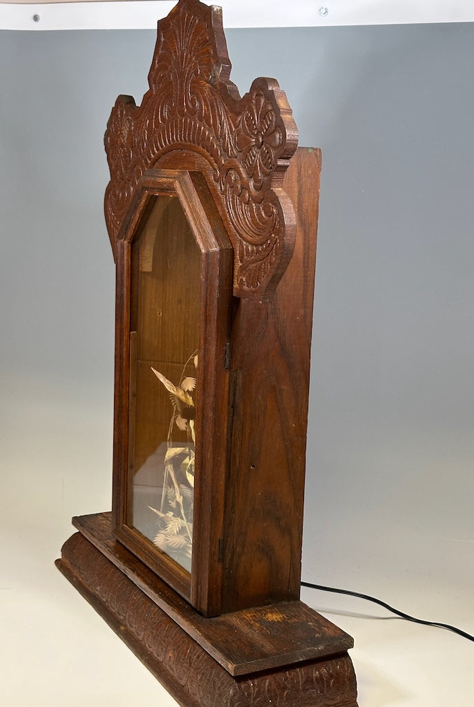 "SHHH......" MIXED MEDIA ANTIQUE CLOCK CASE WITH ORIGINAL BARN OWL PAINTING