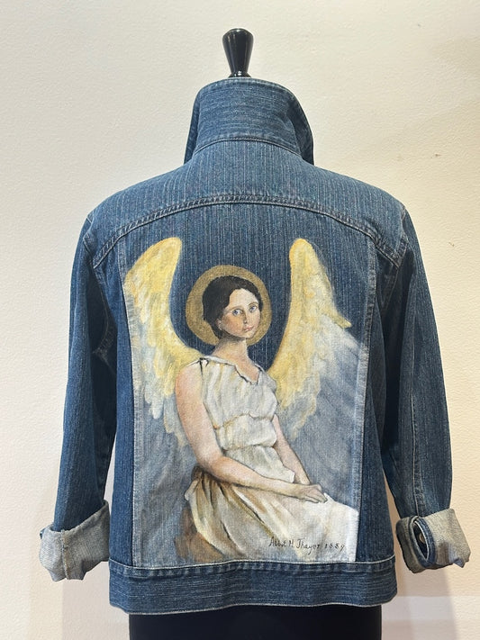 "THAYER BLUE EYED ANGEL" HAND PAINTED JEAN JACKET FM19
