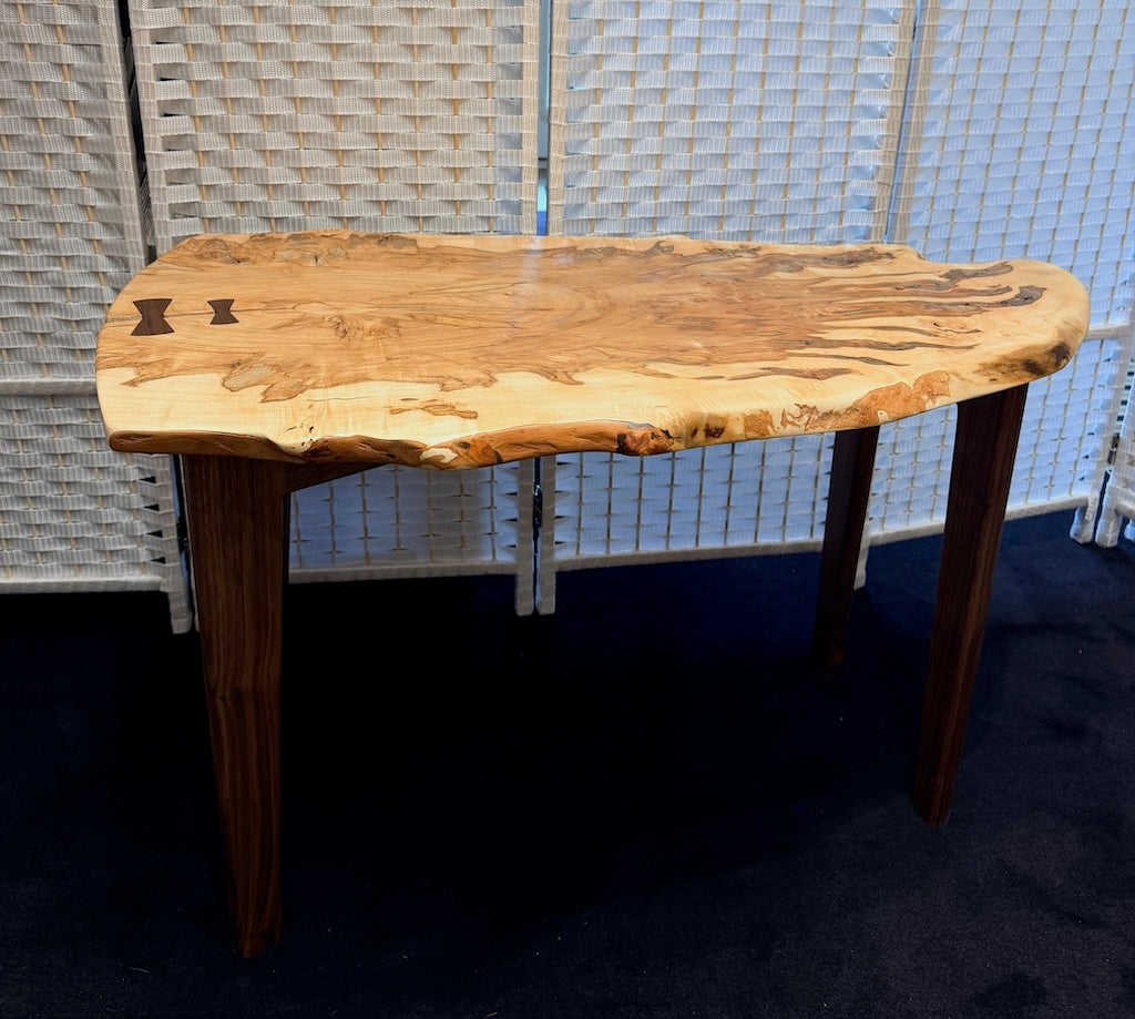 AMBROSIA MAPLE HIGHLY FIGURED TABLE WITH WALNUT LEGS