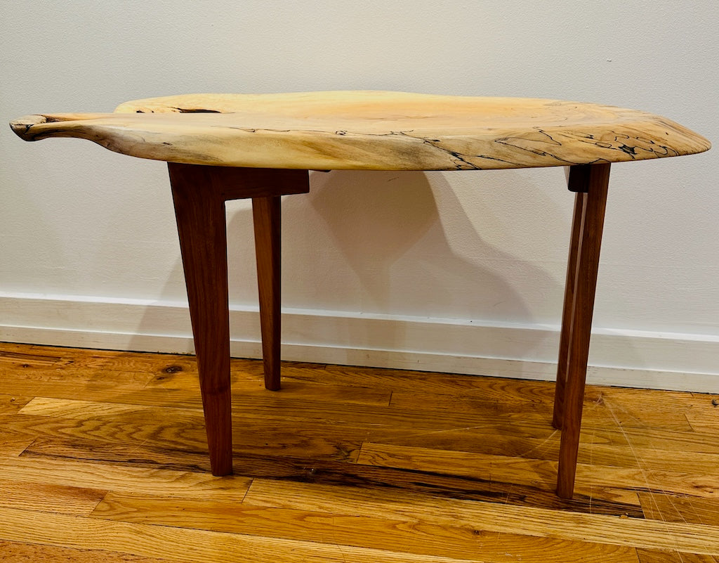 ARTIST PALLET SPALTED MAPLE TABLE WITH CHERRY LEGS
