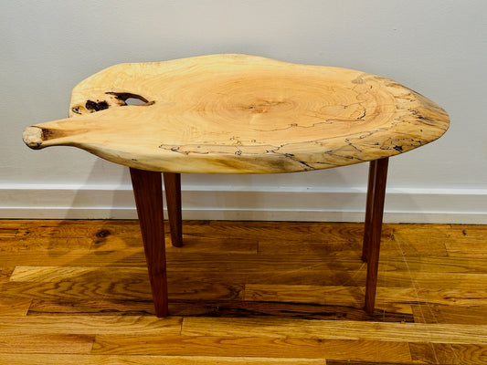 ARTIST PALLET SPALTED MAPLE TABLE WITH CHERRY LEGS