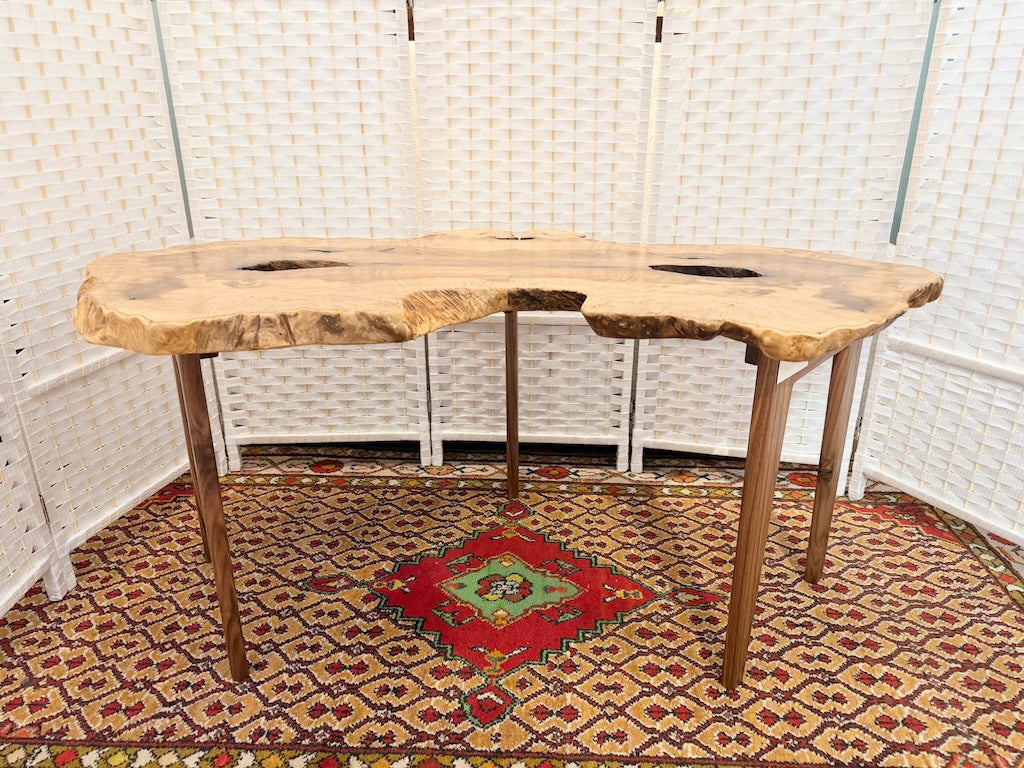 BOOKMATCHED MAGNOLIA BURL COFFEE TABLE