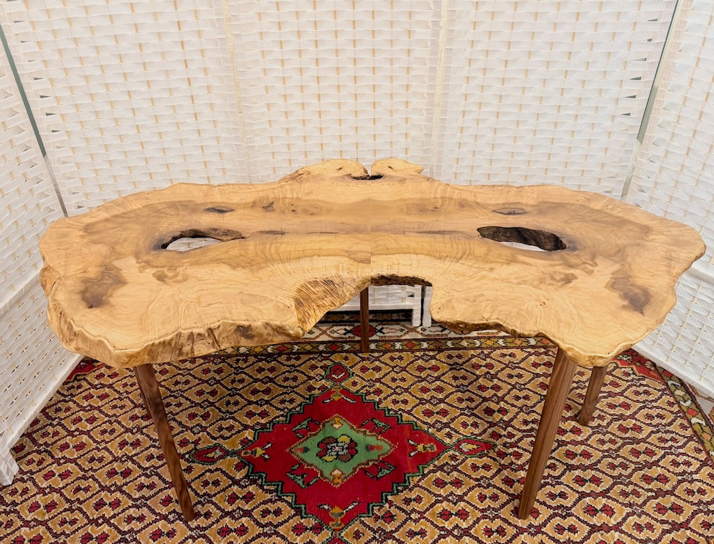 BOOKMATCHED MAGNOLIA BURL COFFEE TABLE