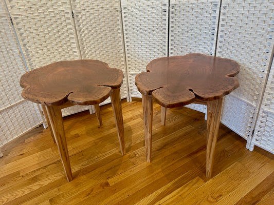 SET OF BOOKMATCHED CHERRY TABLES W/AMBROSIA MAPLE LEGS