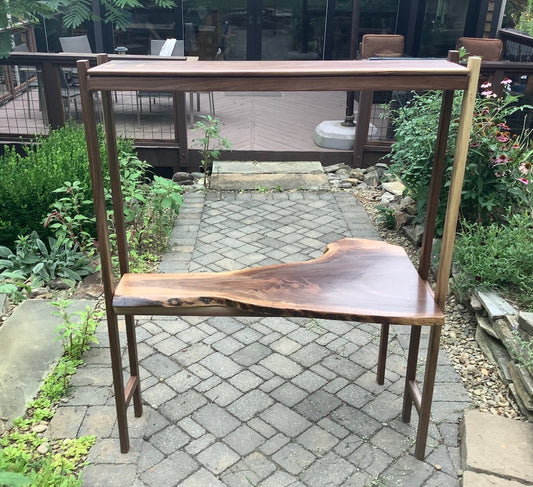 WALNUT DESK WITH SHELF AND DRAWER