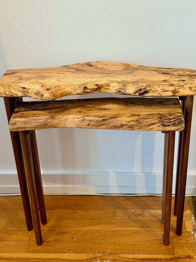 PECAN & WALNUT NESTING TABLES - SET OF 2