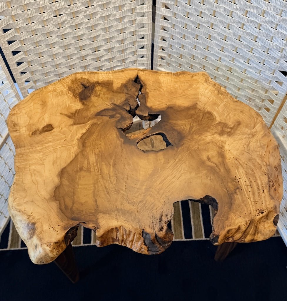 MAGNOLIA BURL TABLE WITH WALNUT LEGS