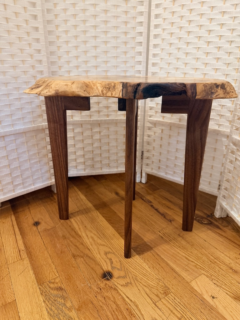 MAGNOLIA BURL TABLE WITH WALNUT LEGS I