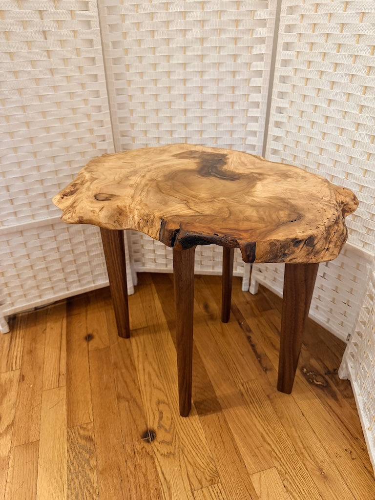 MAGNOLIA BURL TABLE WITH WALNUT LEGS I