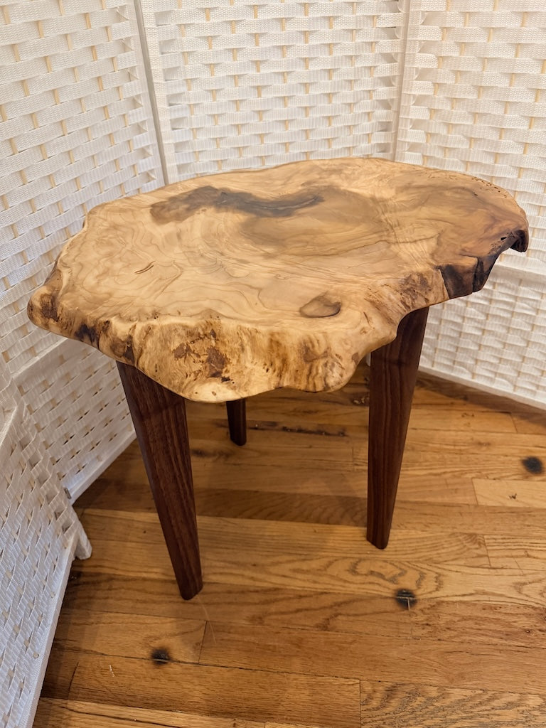 MAGNOLIA BURL TABLE WITH WALNUT LEGS I