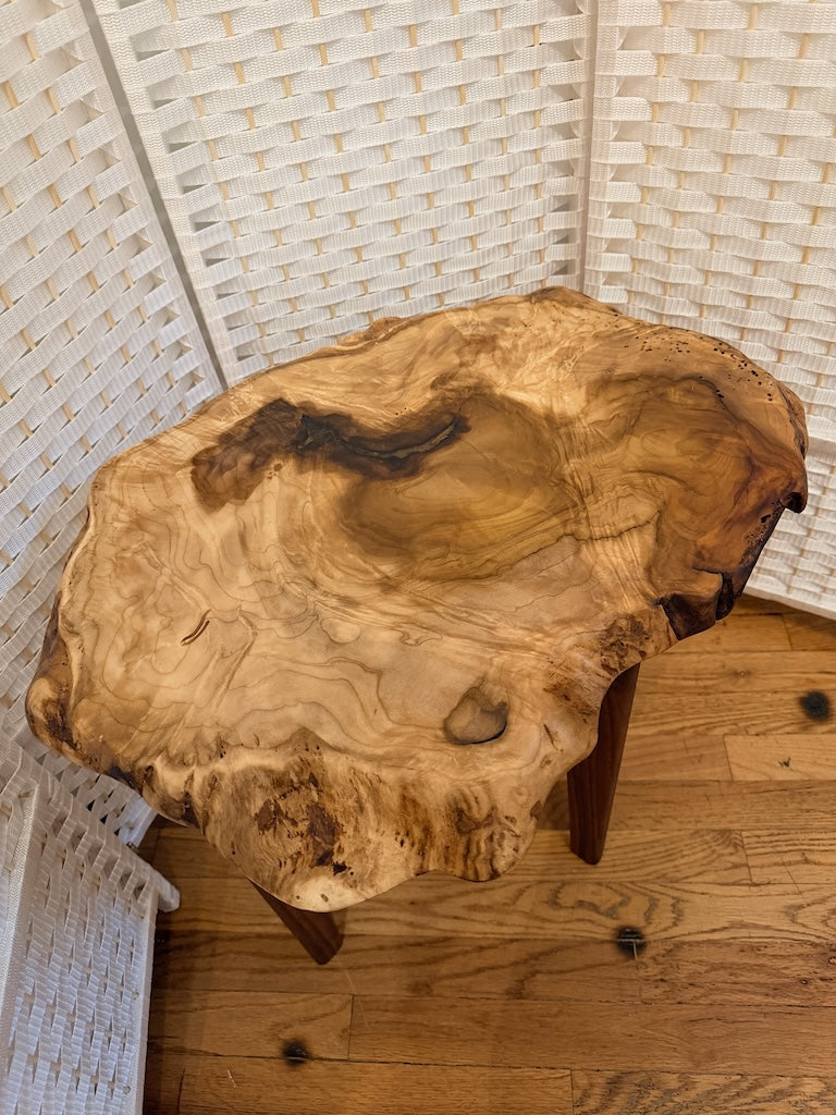 MAGNOLIA BURL TABLE WITH WALNUT LEGS I