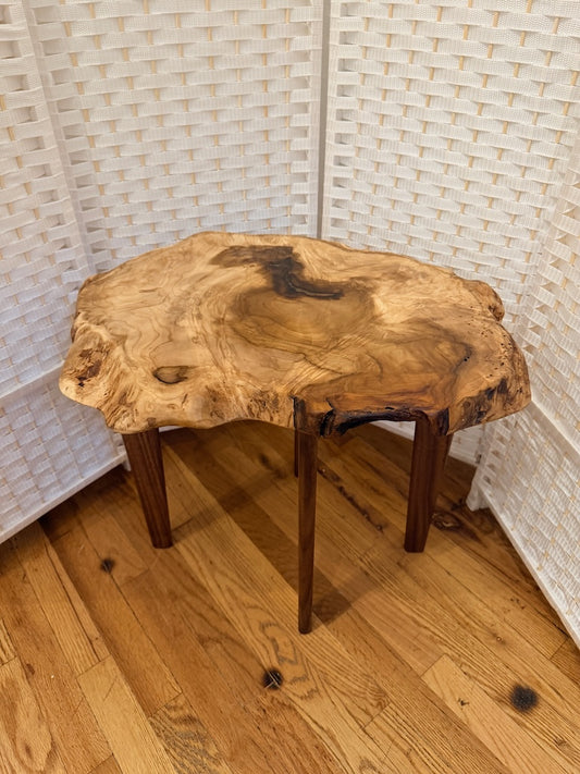 MAGNOLIA BURL TABLE WITH WALNUT LEGS I
