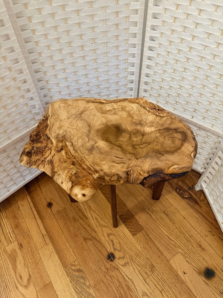 MAGNOLIA BURL TABLE WITH WALNUT LEGS II