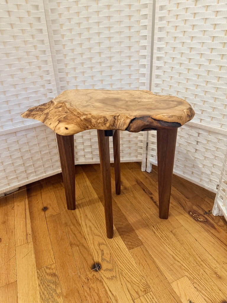 MAGNOLIA BURL TABLE WITH WALNUT LEGS II