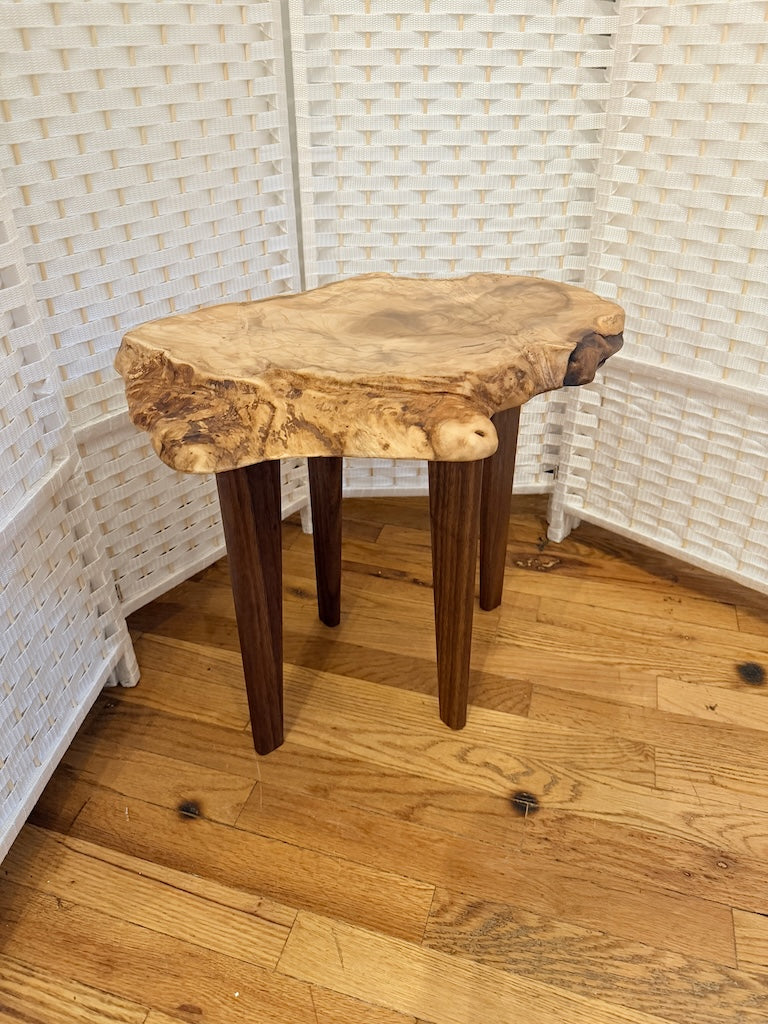 MAGNOLIA BURL TABLE WITH WALNUT LEGS II