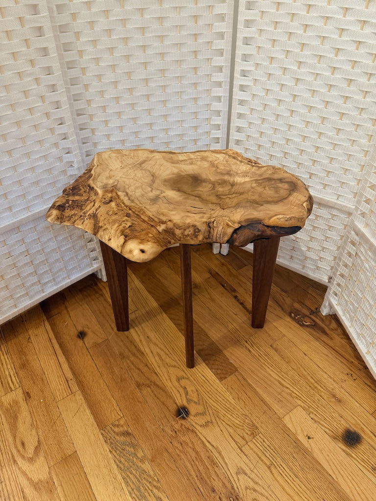 MAGNOLIA BURL TABLE WITH WALNUT LEGS II