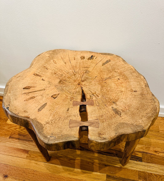 AMBROSIA MAPLE COOKIE TABLE WITH WALNUT BUTTERFLIES