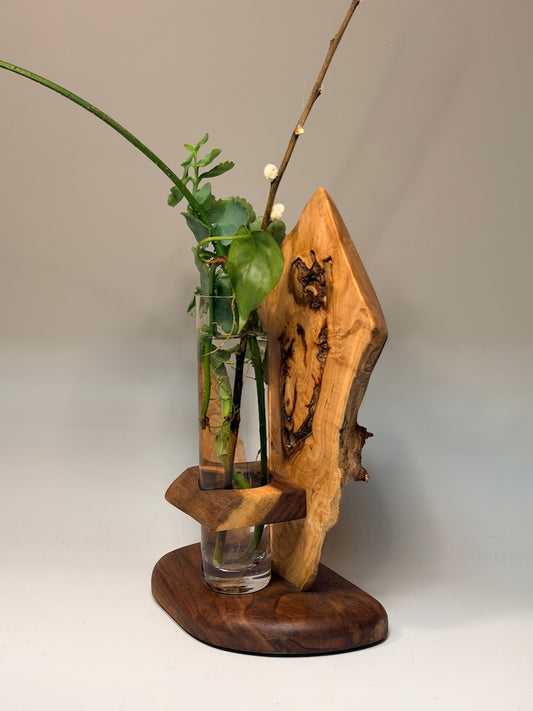 MAPLE BURL ON WALNUT BASE SINGLE TUBE ROOTER