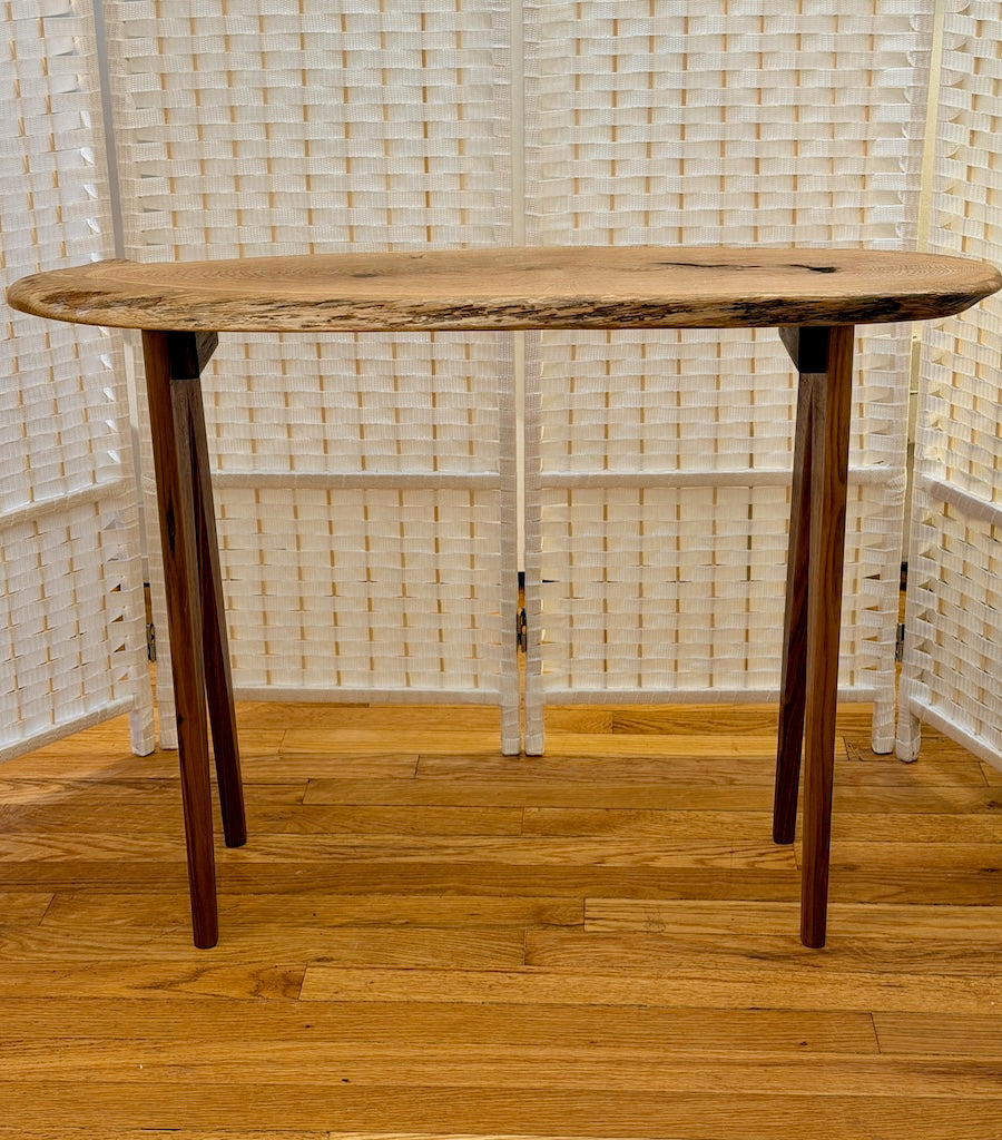 OAK BANANA TABLE WITH WALNUT LEGS
