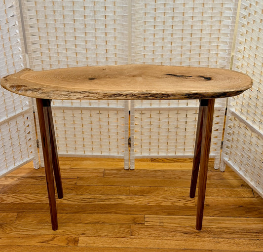 OAK BANANA TABLE WITH WALNUT LEGS