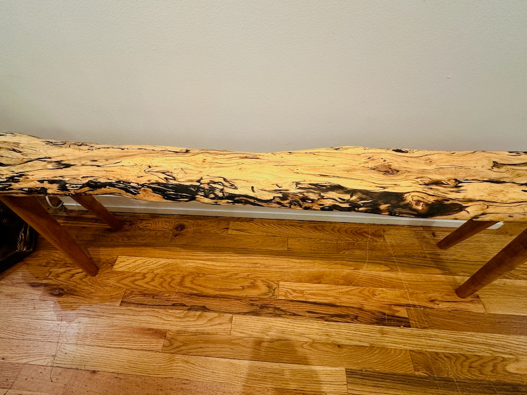 PECAN BENCH/LONG NARROW TABLE WITH CHERRY LEGS
