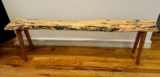 PECAN BENCH/LONG NARROW TABLE WITH CHERRY LEGS