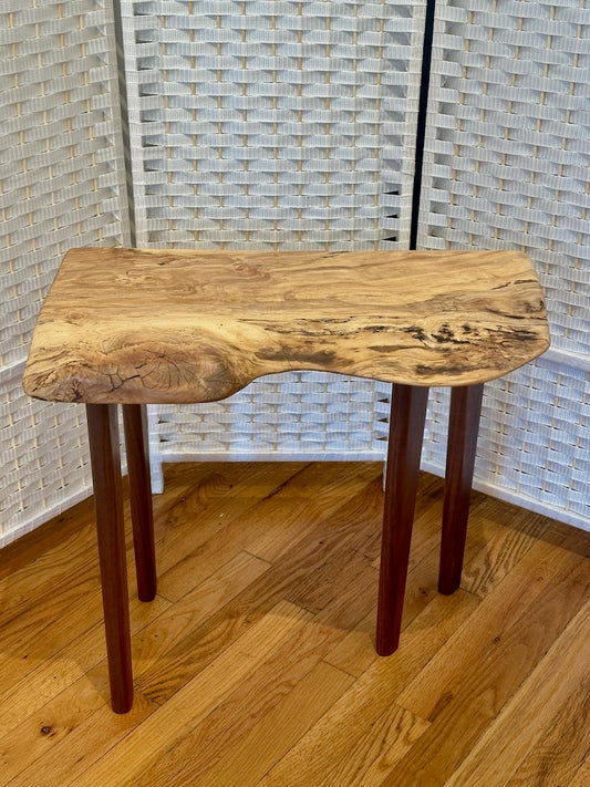 SMALL LIVE EDGE MAPLE TABLE W/WALNUT LEGS