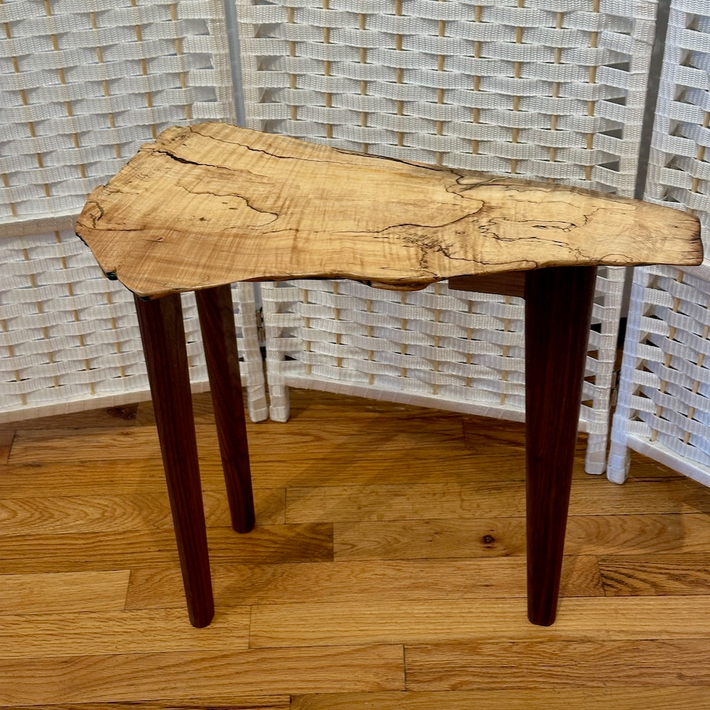SMALL SPALTED MAPLE TABLE WITH WALNUT LEGS II
