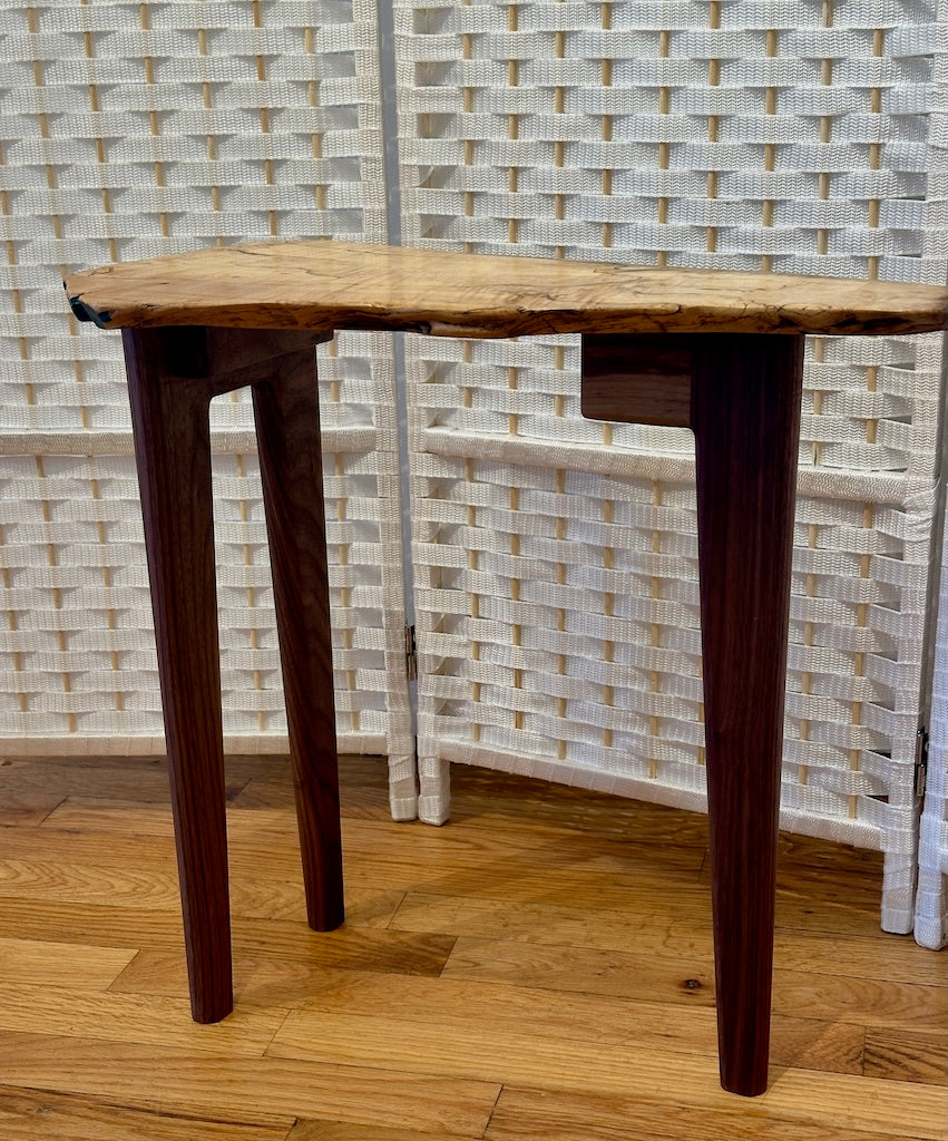SMALL SPALTED MAPLE TABLE WITH WALNUT LEGS II