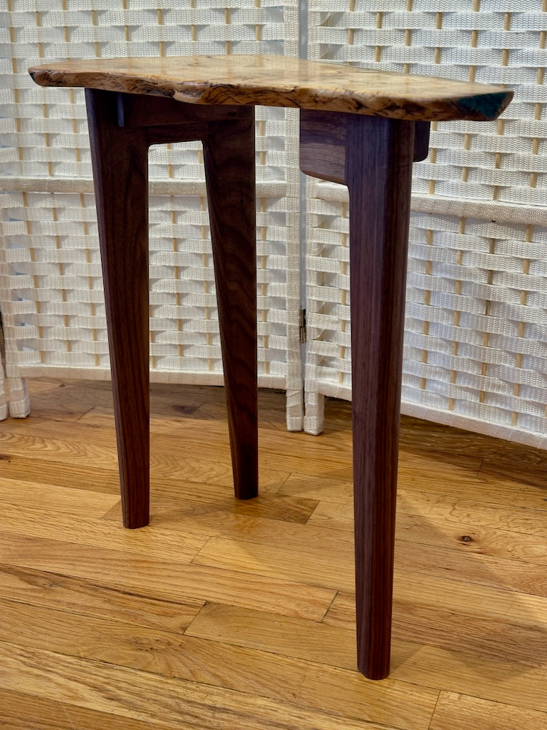 SMALL SPALTED MAPLE TABLE WITH WALNUT LEGS II