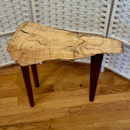 SMALL SPALTED MAPLE TABLE WITH WALNUT LEGS II