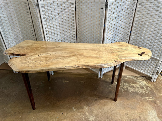 SPALTED MAPLE COFFEE TABLE WITH BOLIVIAN ROSEWOOD LEGS