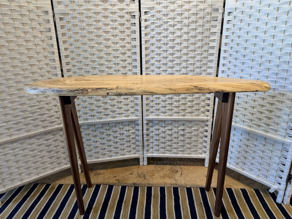 SPALTED MAPLE BANANA TABLE WITH WALNUT LEGS