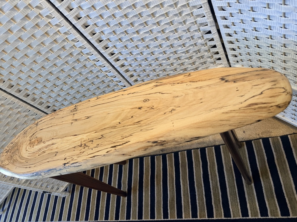 SPALTED MAPLE BANANA TABLE WITH WALNUT LEGS