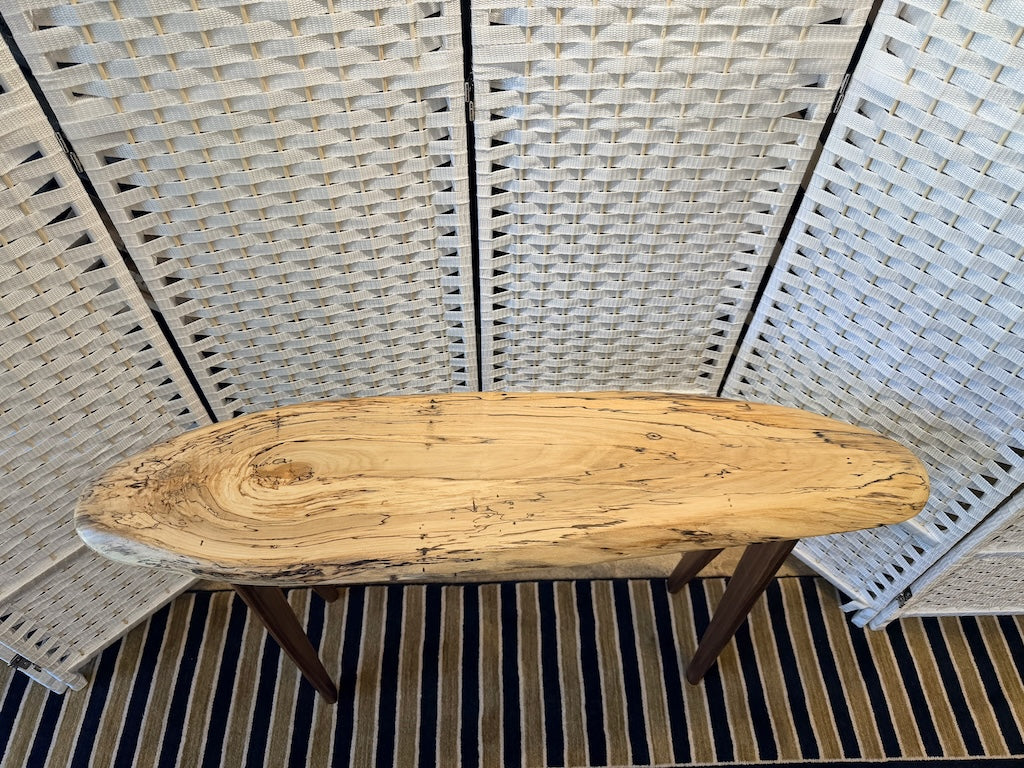 SPALTED MAPLE BANANA TABLE WITH WALNUT LEGS