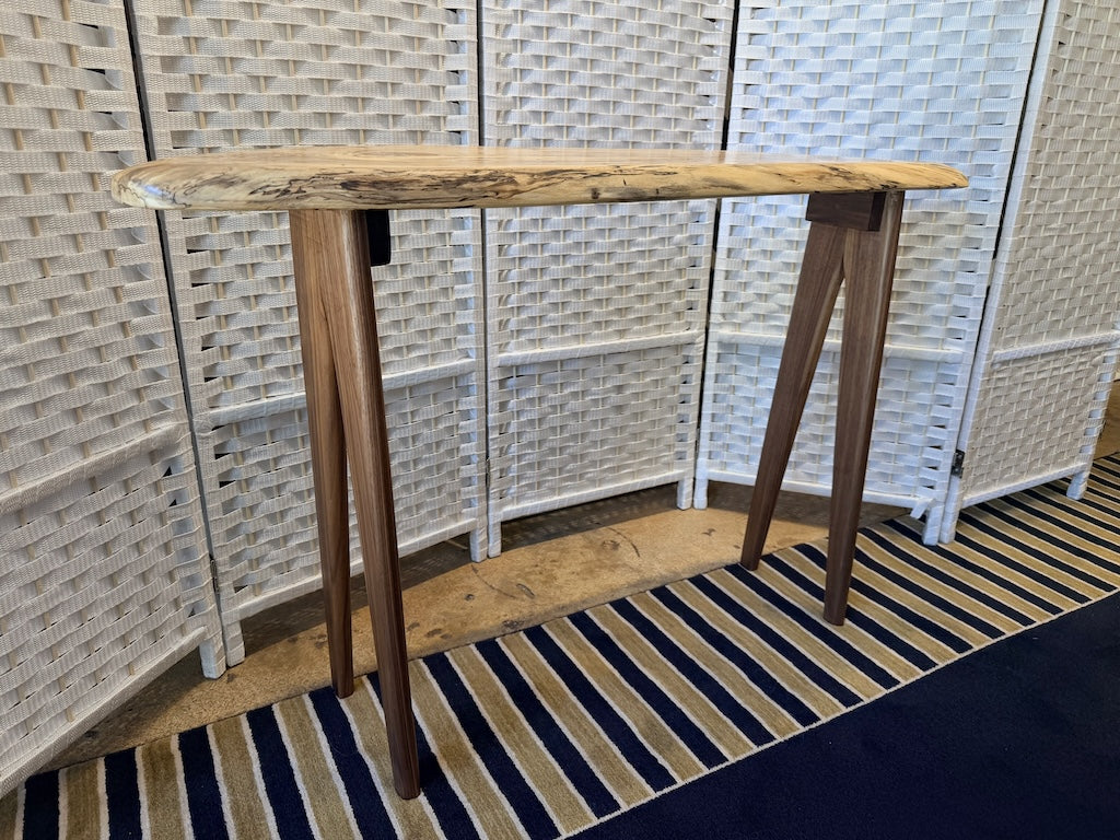 SPALTED MAPLE BANANA TABLE WITH WALNUT LEGS