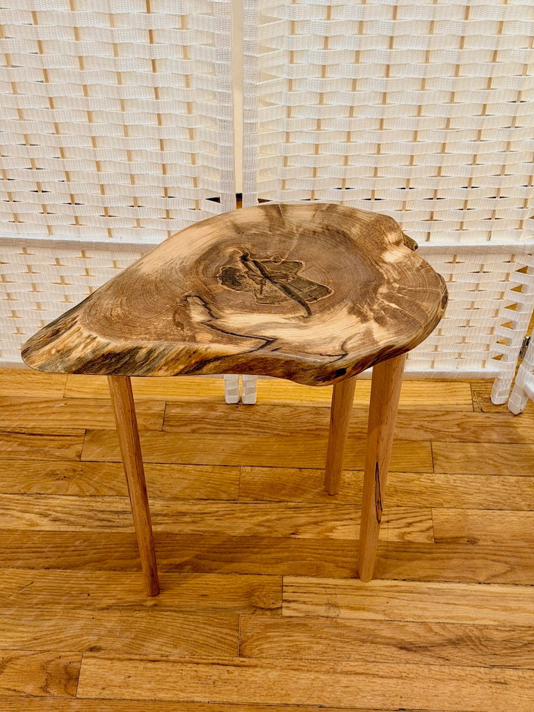 TEARDROP WALNUT TABLE WITH AMBROSIA MAPLE LEGS