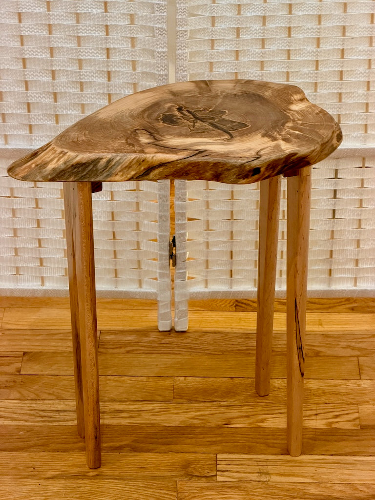 TEARDROP WALNUT TABLE WITH AMBROSIA MAPLE LEGS