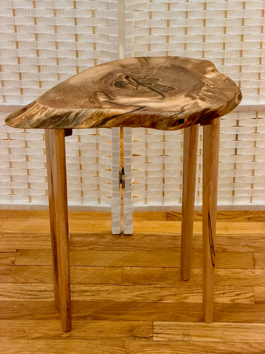 TEARDROP WALNUT TABLE WITH AMBROSIA MAPLE LEGS