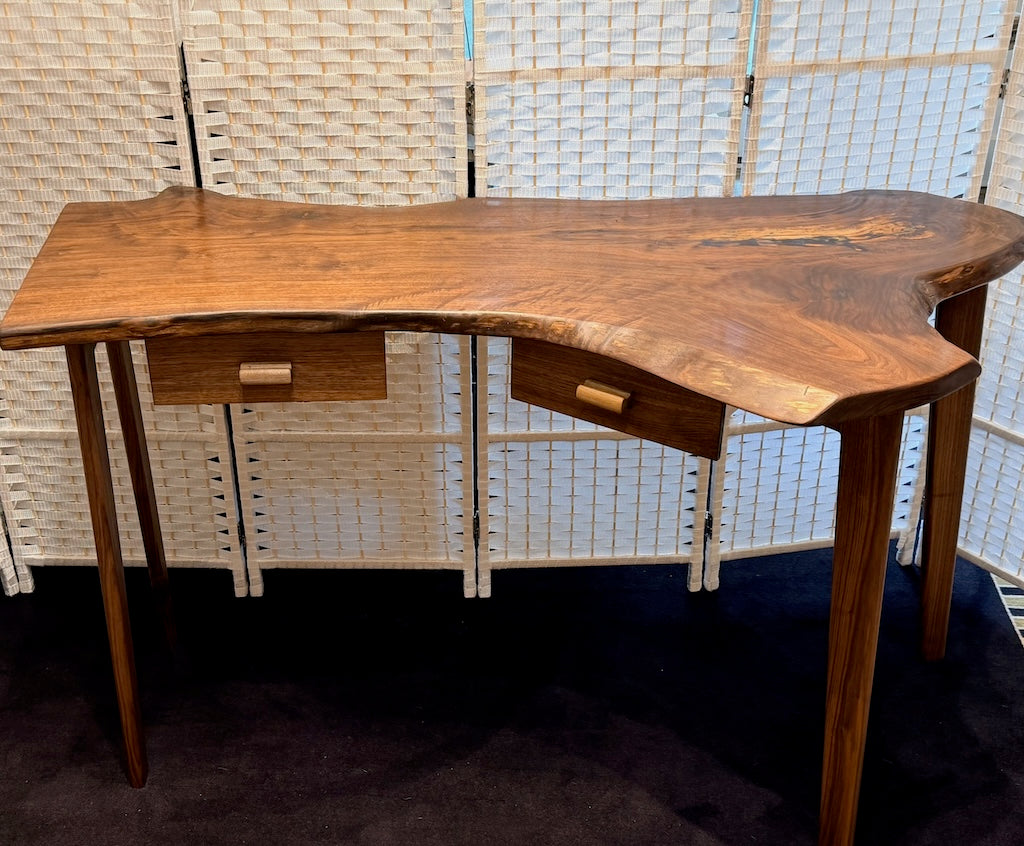 HANDMADE WALNUT DESK WITH 2 DRAWERS